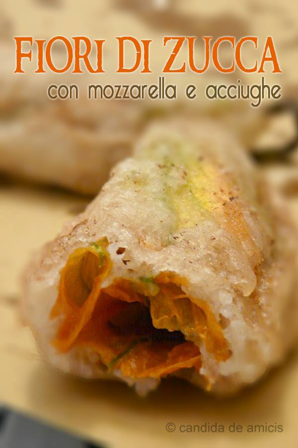 fiori di zucca con mozzarella e acciughe