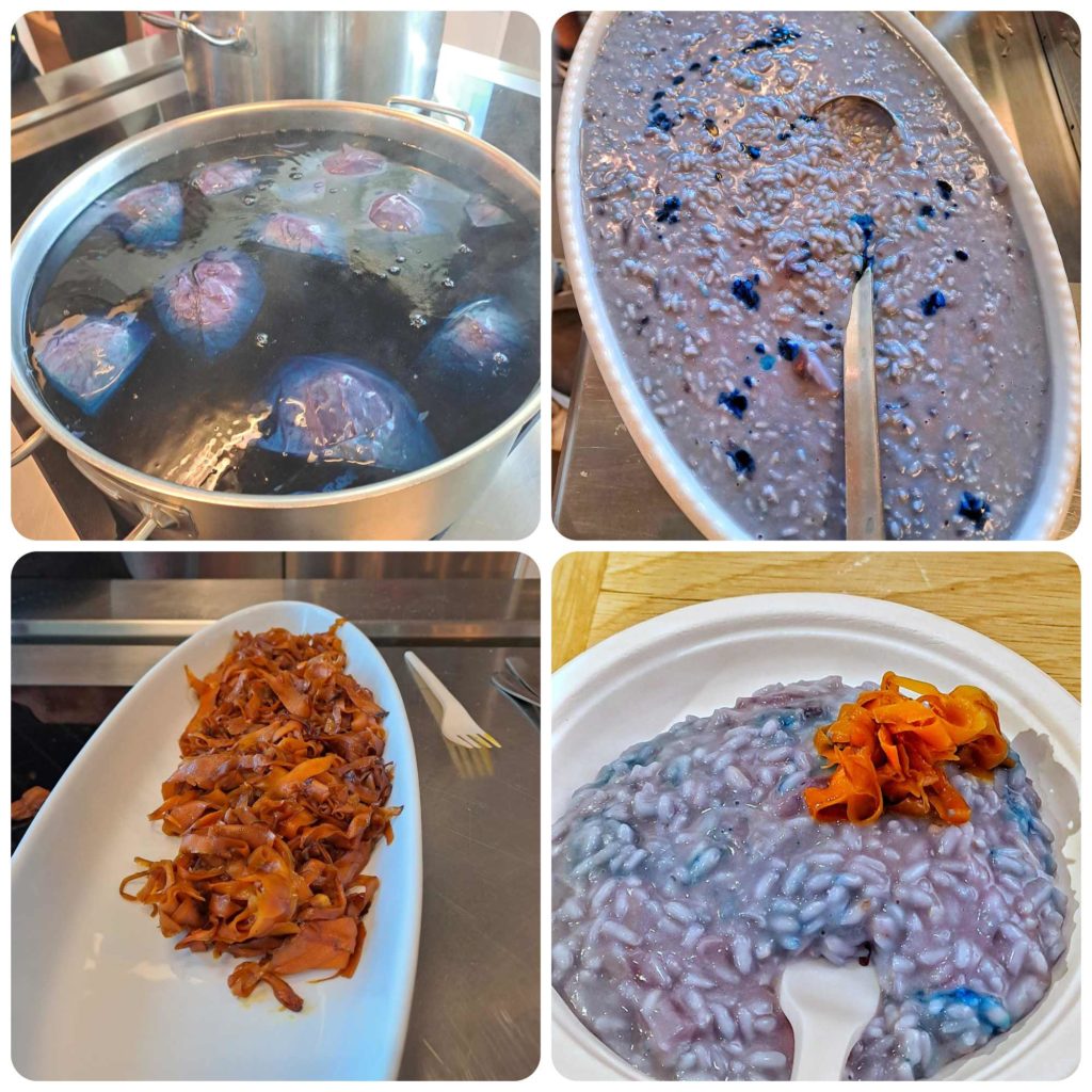 Risotto blu con carote in salsa di soia